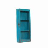 Vintage blue old teak wall display case patina and original piece from india