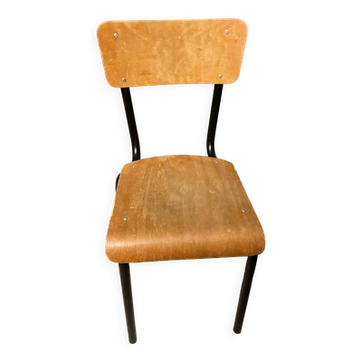 Chaise adulte �� bois et acier années 50