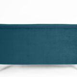 Canapé 3 places en velours allemand, années 1960, bleu océan, restauré