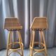 Pair of vintage stools in rattan & bamboo — 1950s