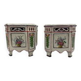Pair of onion pots Samson 19th century Polychrome earthenware Strasbourg style Antique cache pots