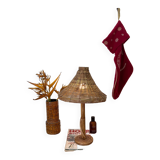 Lampe de table en osier de style vintage