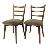 Set of 2 Vintage Chairs with Upholstered Backrest Wooden Chair Skandi Scandinavian Danish Design Stripes