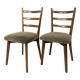Paire de chaises vintage bois dossier barreaux, assise tissu, style 60s