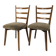 Paire de chaises vintage bois dossier barreaux, assise tissu, style 60s