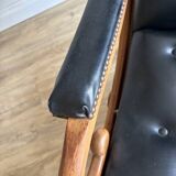Ancien fauteuil Chesterfield Victoria / vintage / noir