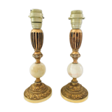 Set of 2 feet of marble brass lamp