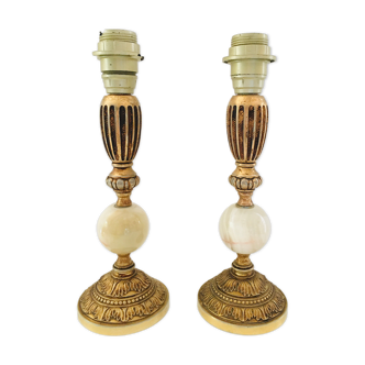 Set of 2 feet of marble brass lamp