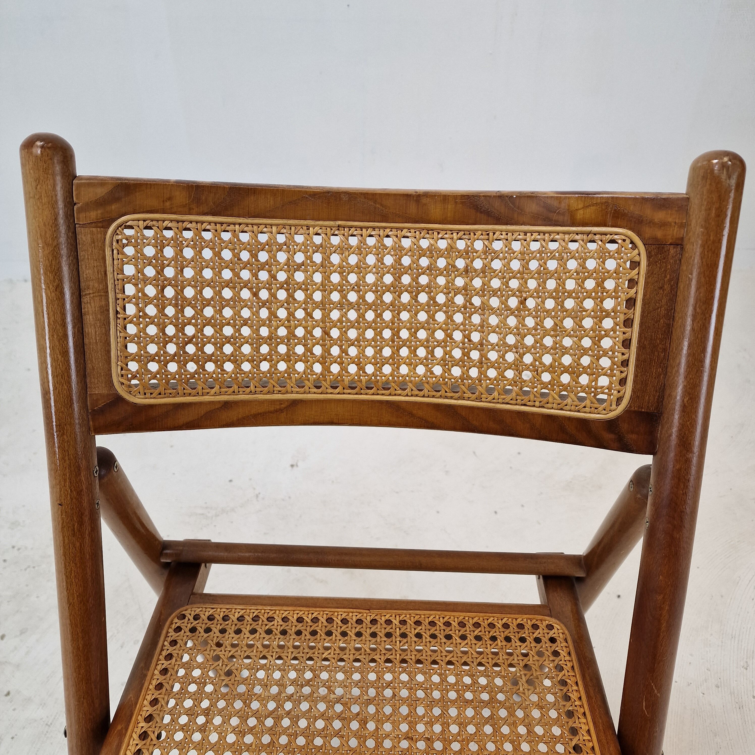 Ensemble de 2 chaises pliantes italiennes en osier, années 1980