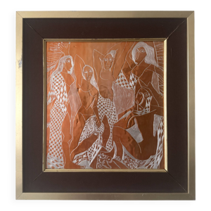 Tableau cubiste gravure - cuivre