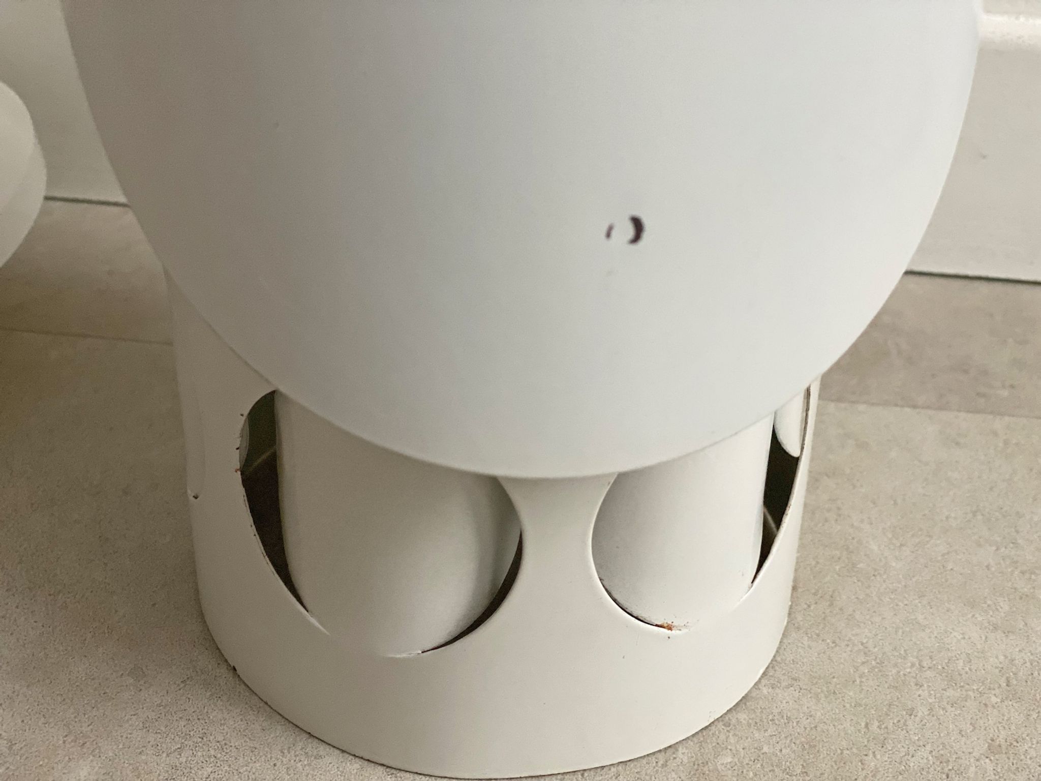 Rare mid century cylinder hanging lamp with circles, circles, discs
