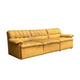 Yellow leather lounge sofa by Laauser, 1970s