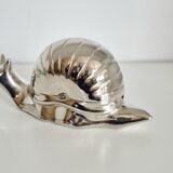 Vintage butter dish, silver-plated snail, salt shaker, 1950s.