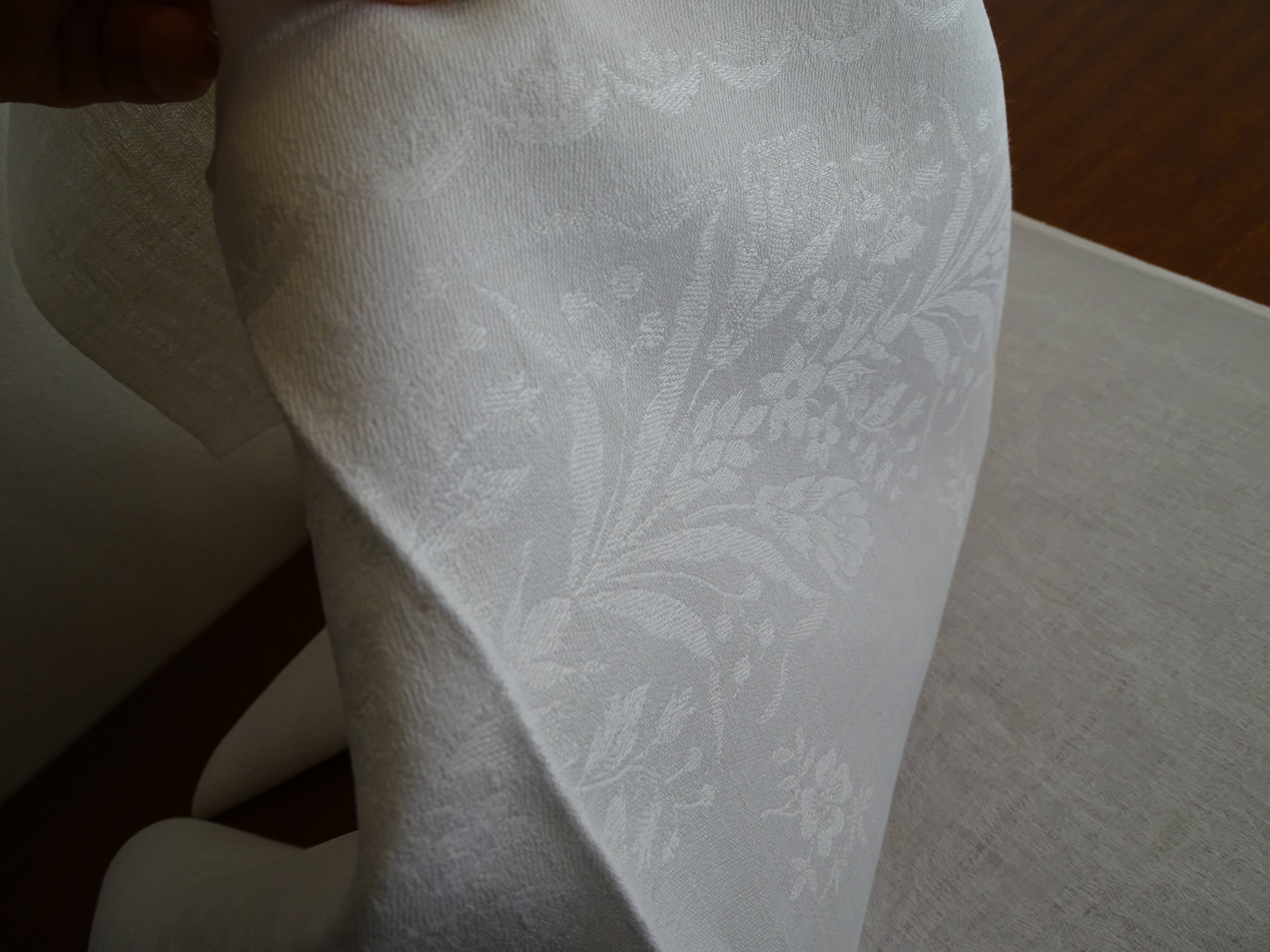 Lot de 10 serviettes de table brodées coton damassé monogramme J.G