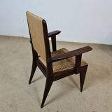 4 French mahogany and rope chairs 1950s