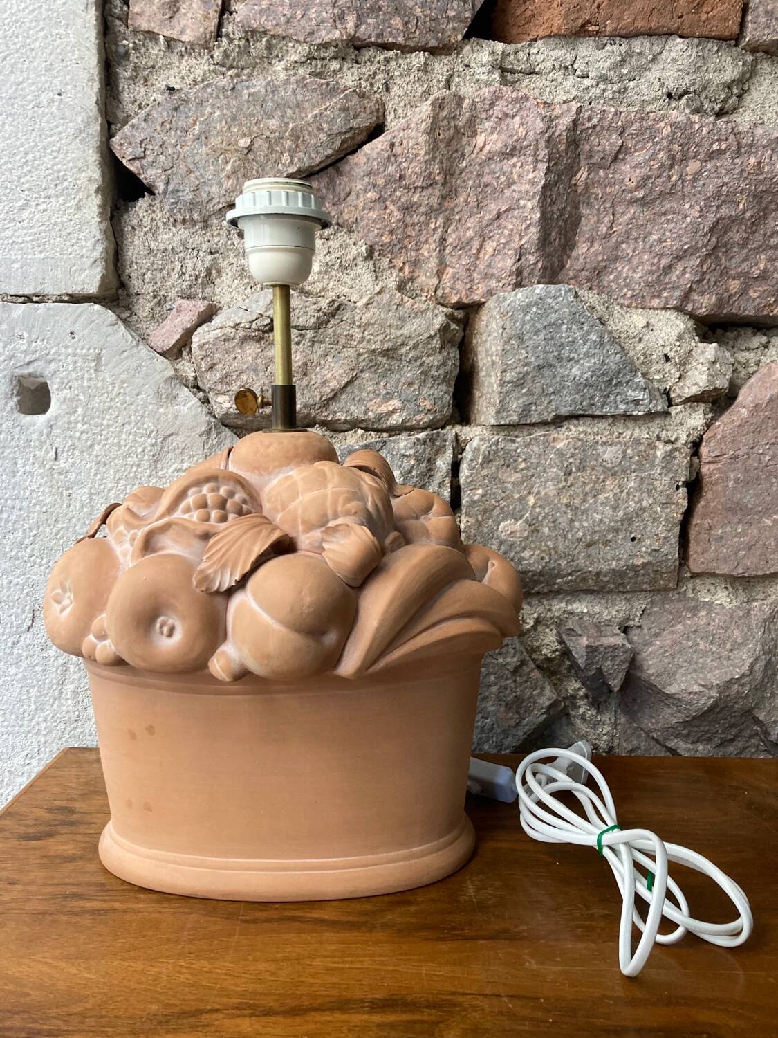 Terracotta “fruit basket” lamp base