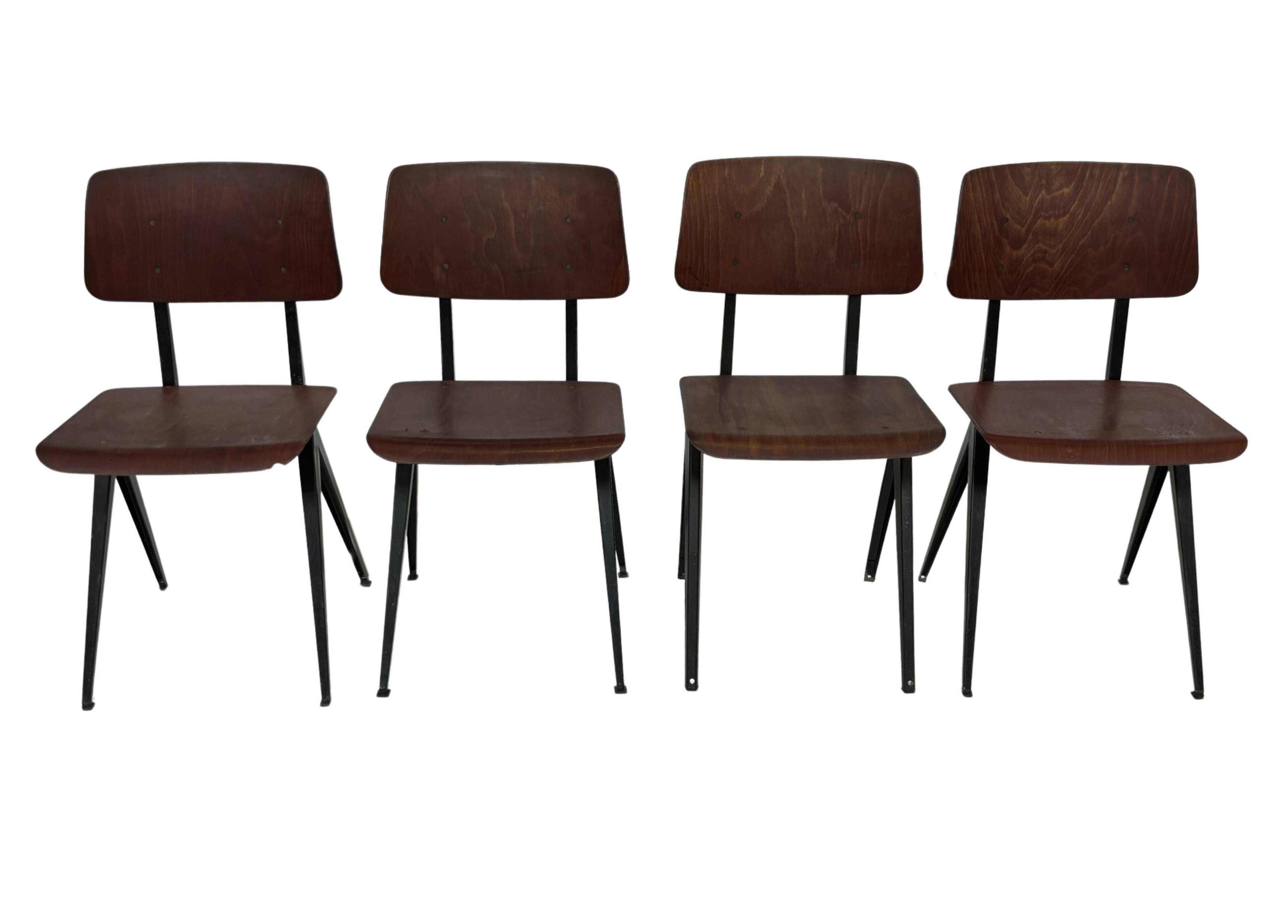 Set of 4 vintage school chairs Galvanitas S16 Netherlands Design