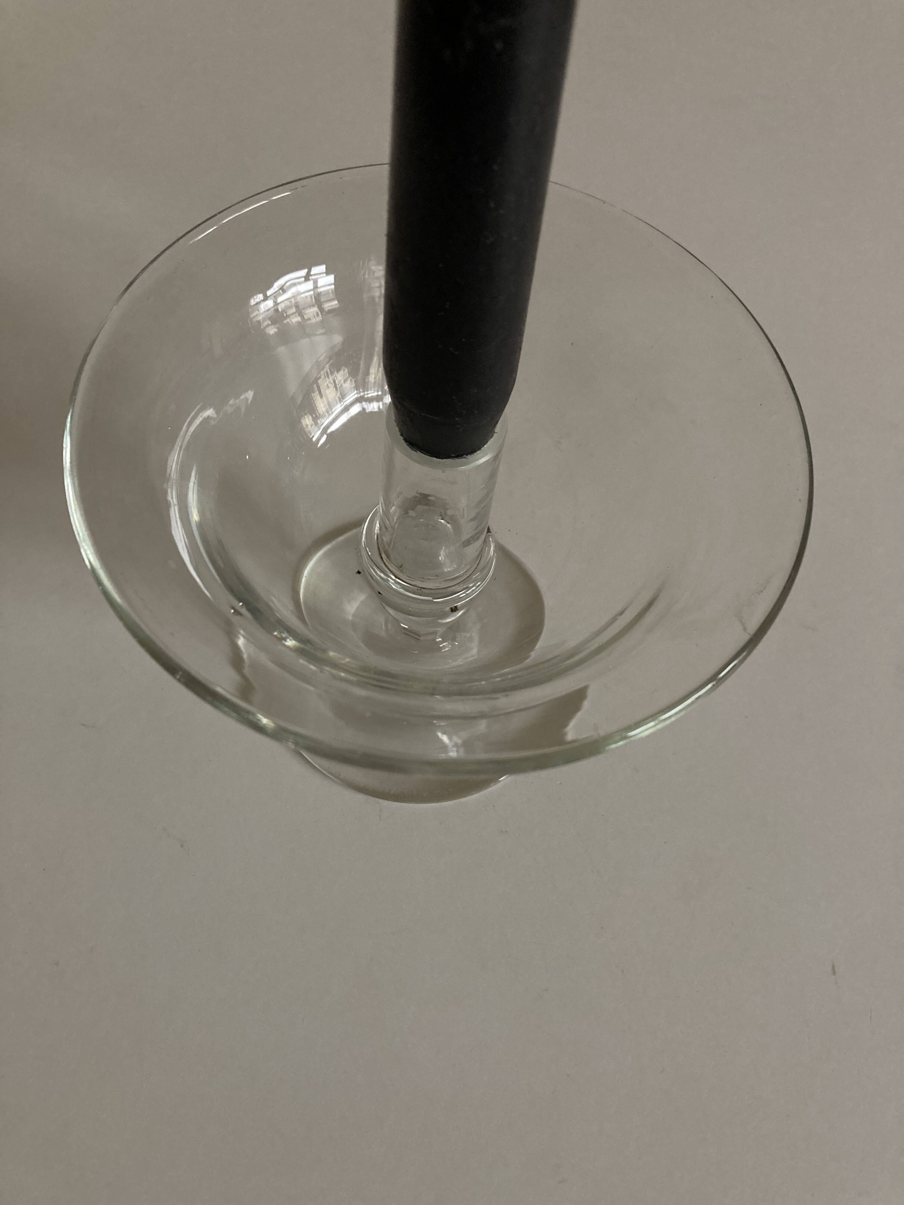 Pair of 19th century Medici glass candlesticks with button feet