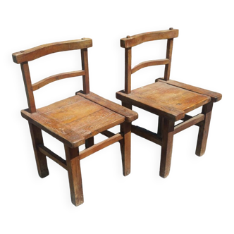 Pair of brutalist elm chairs
