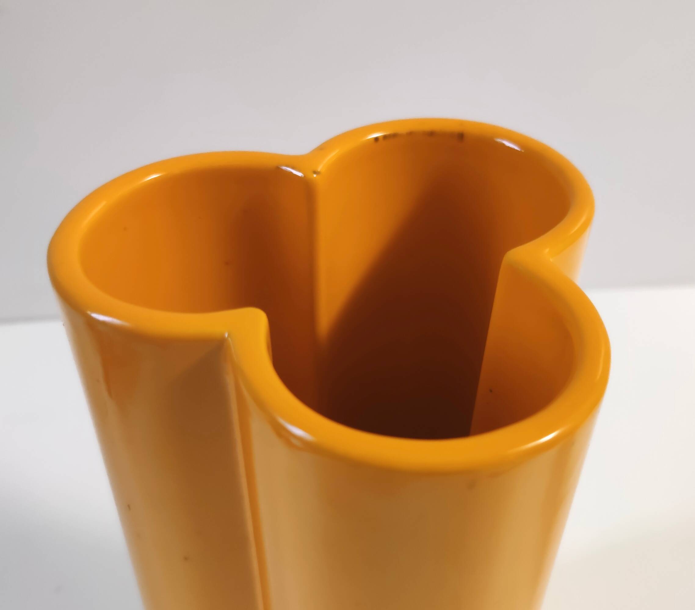Postmodern Orange Yellow Glazed Ceramic Vase, Italy
