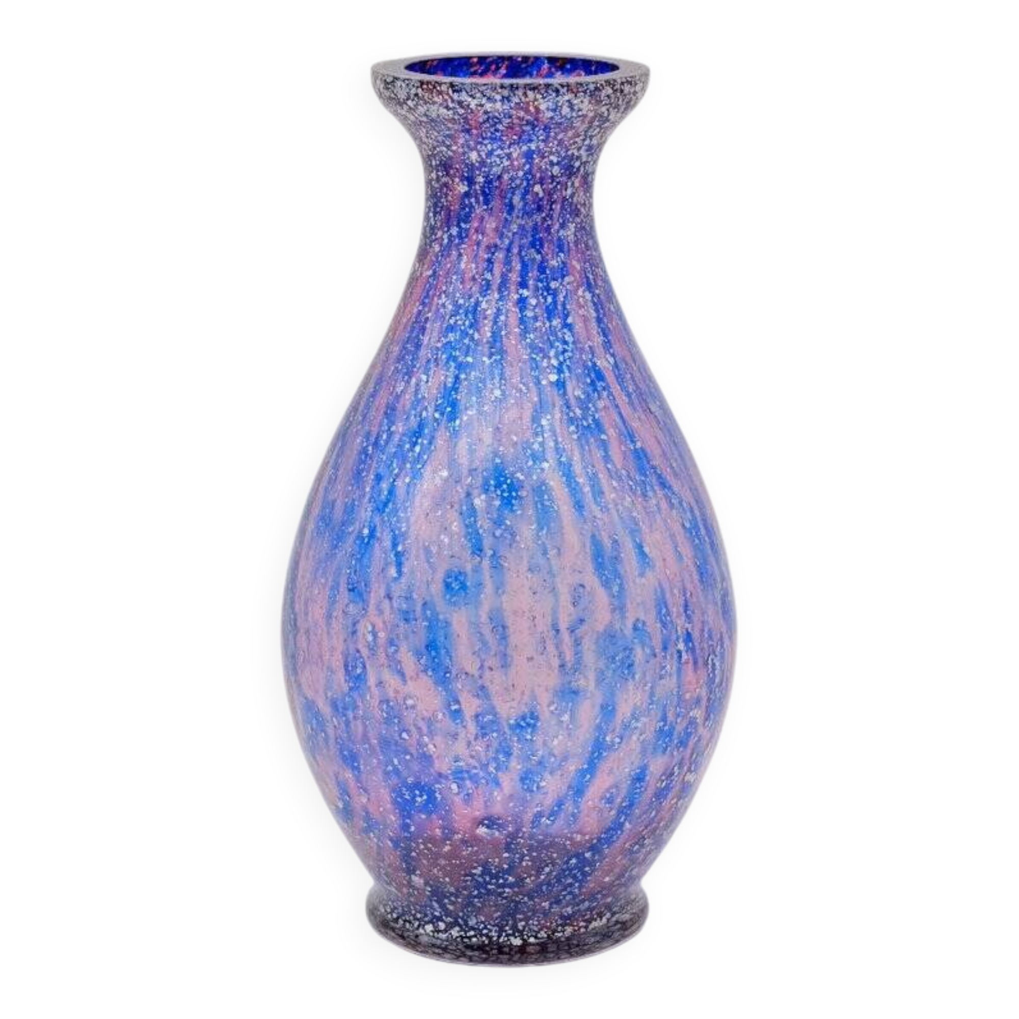 MURANO glass vase with silver leaf inclusions, 1970