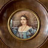 Painting, miniature of a young woman with Napoleon III frame