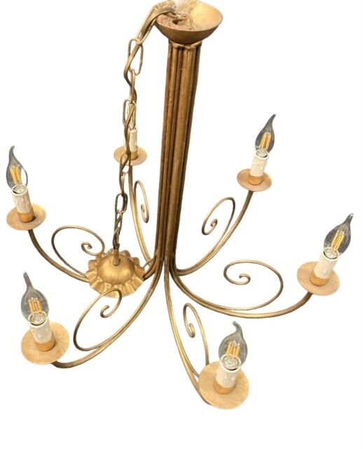 Pair of metal dore pendant lamps