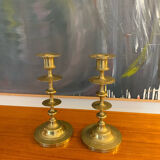 Pair vintage candlesticks solid brass