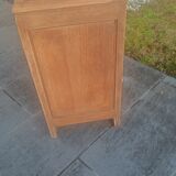 Solid oak bedside table with marble