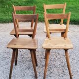 Set of 4 Scandinavian style beech chairs