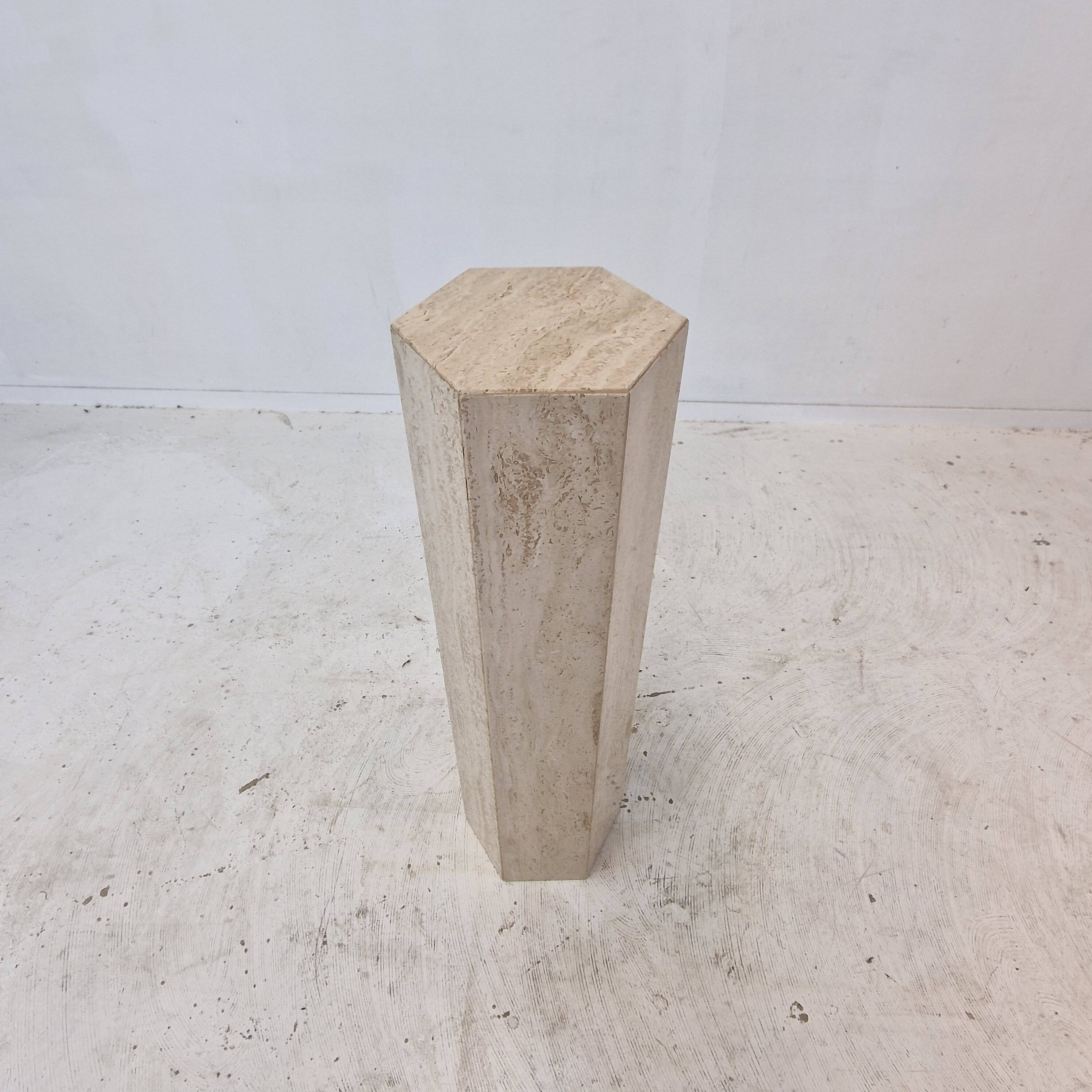 Italian Travertine Side Table or Pedestal, 1980's