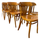 Set of 8 vintage bistro chairs in bent wood, Baumann / Tho style.