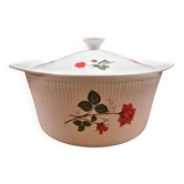 Vintage Digoin fireproof porcelain casserole – Red rose decoration