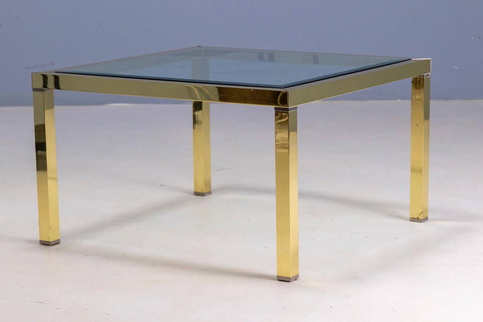 Brass and glass coffee table, 1970s, Europe