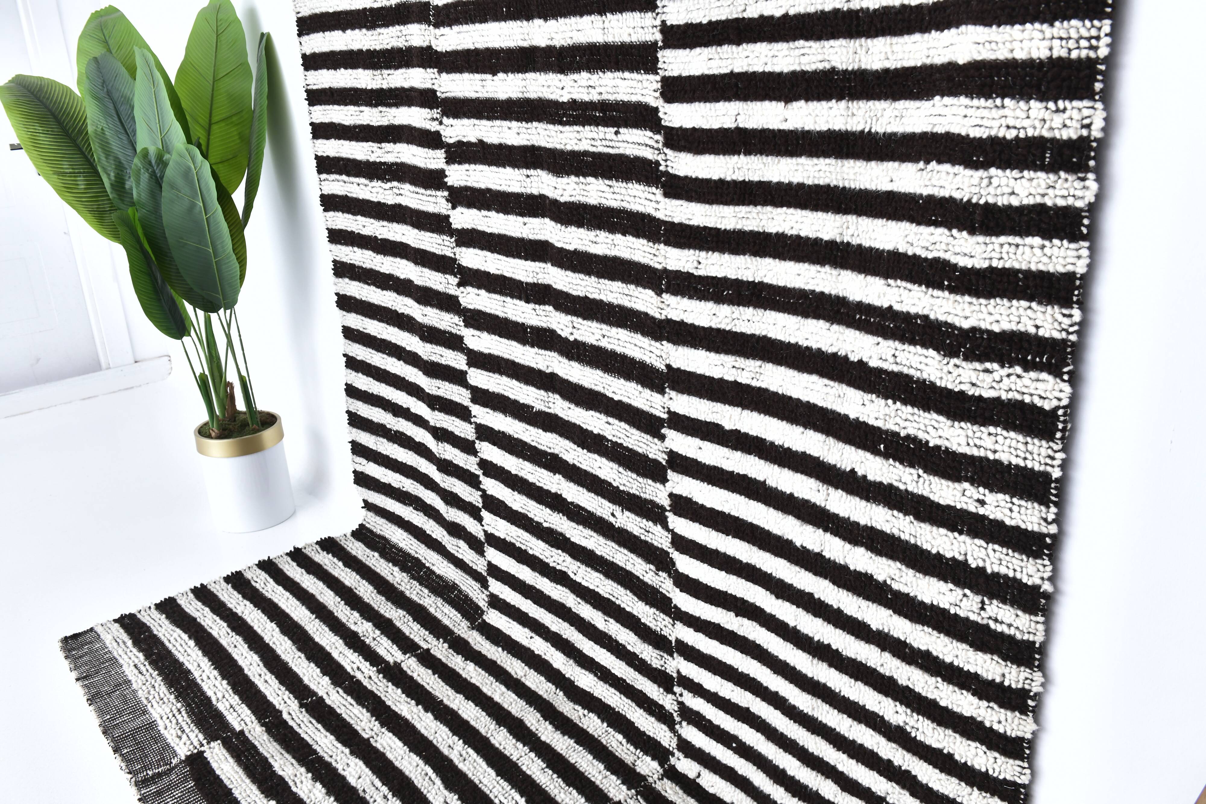 7x10 Chunky Wool Striped Handmade Rug, 206x295Cm