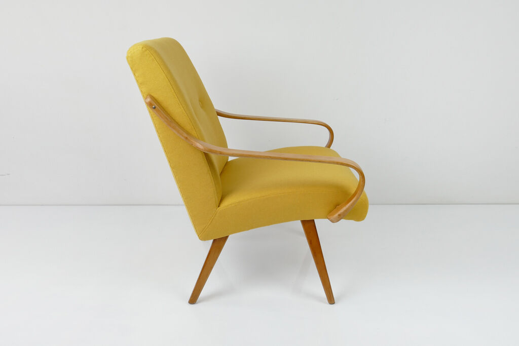 Vintage yellow wool armchair, 1960s