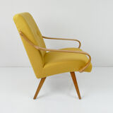Fauteuil en laine jaune vintage, années 1960