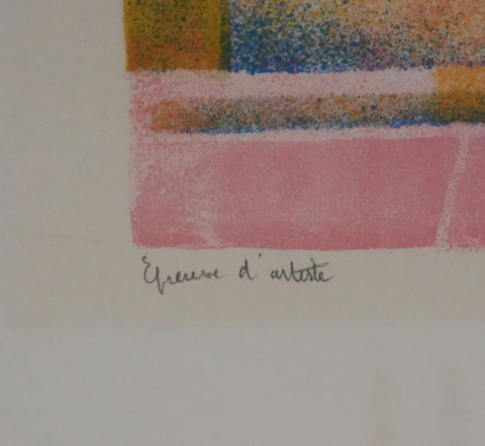 Paul COLLOMB: The garden at night, original signed lithograph.