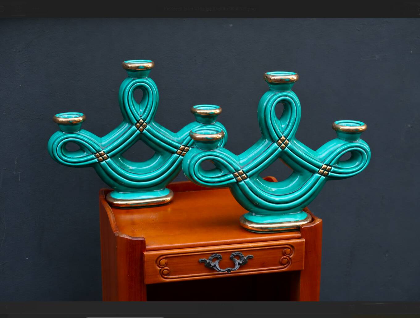 Pair of candlesticks from the 1940s Art Deco period.