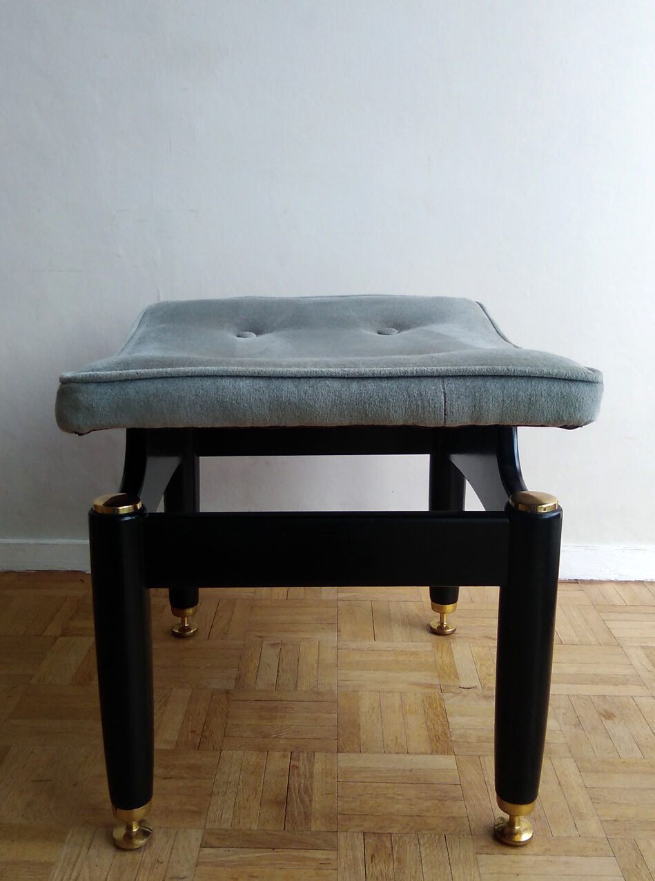 Tabouret velours bleu E Gomme G Plan 1950/60