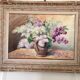 Tableau Drawing Pastel Still Life Lilac Bouquet Flowers Signed Lebailly Enc