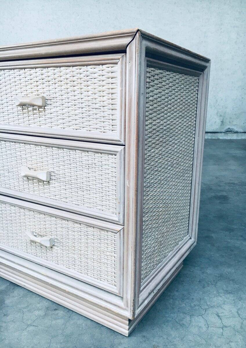 Washed Rattan Chest of Drawers, 1980s