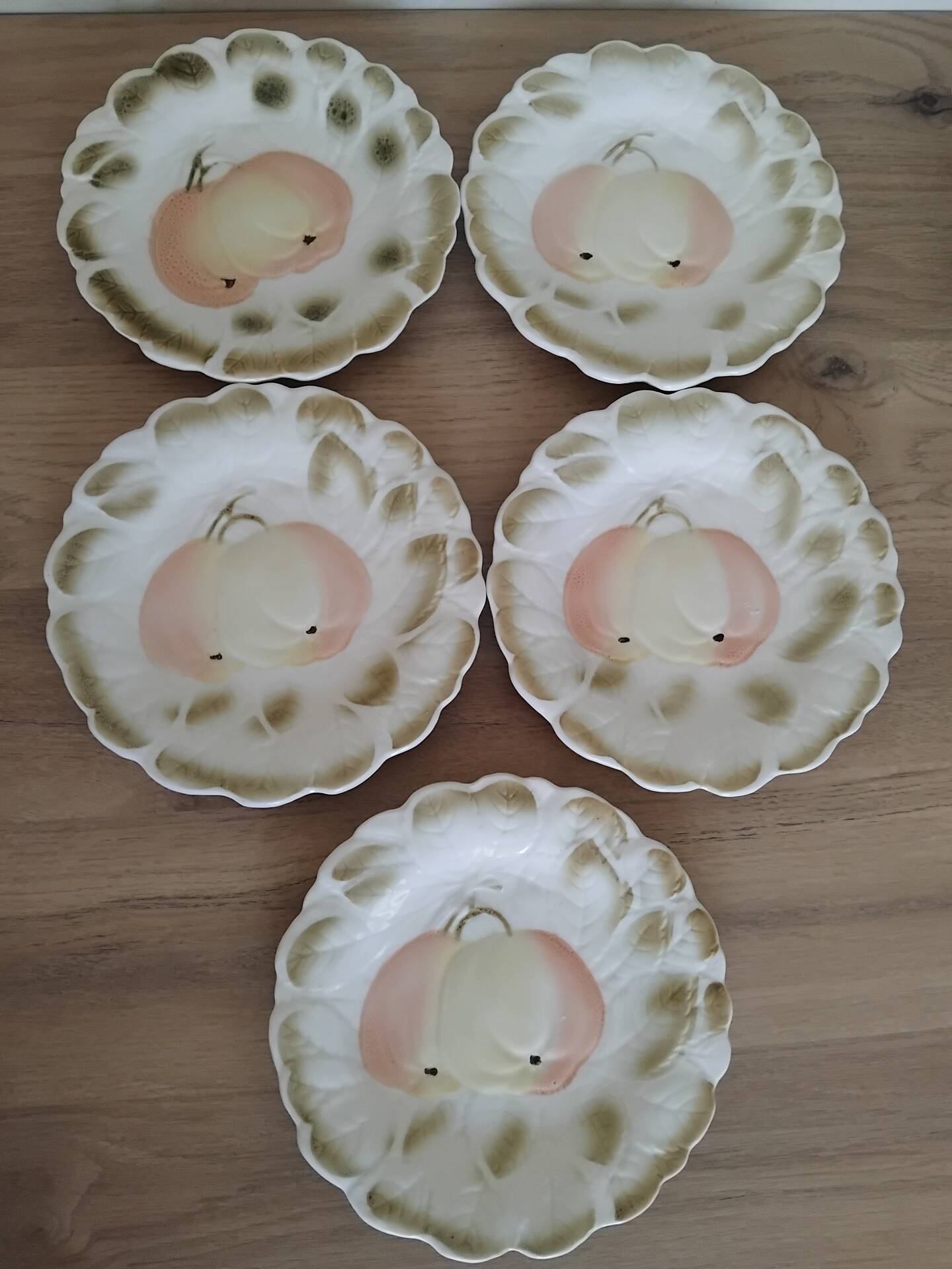 5 dessert plates barbotine Sarreguemines