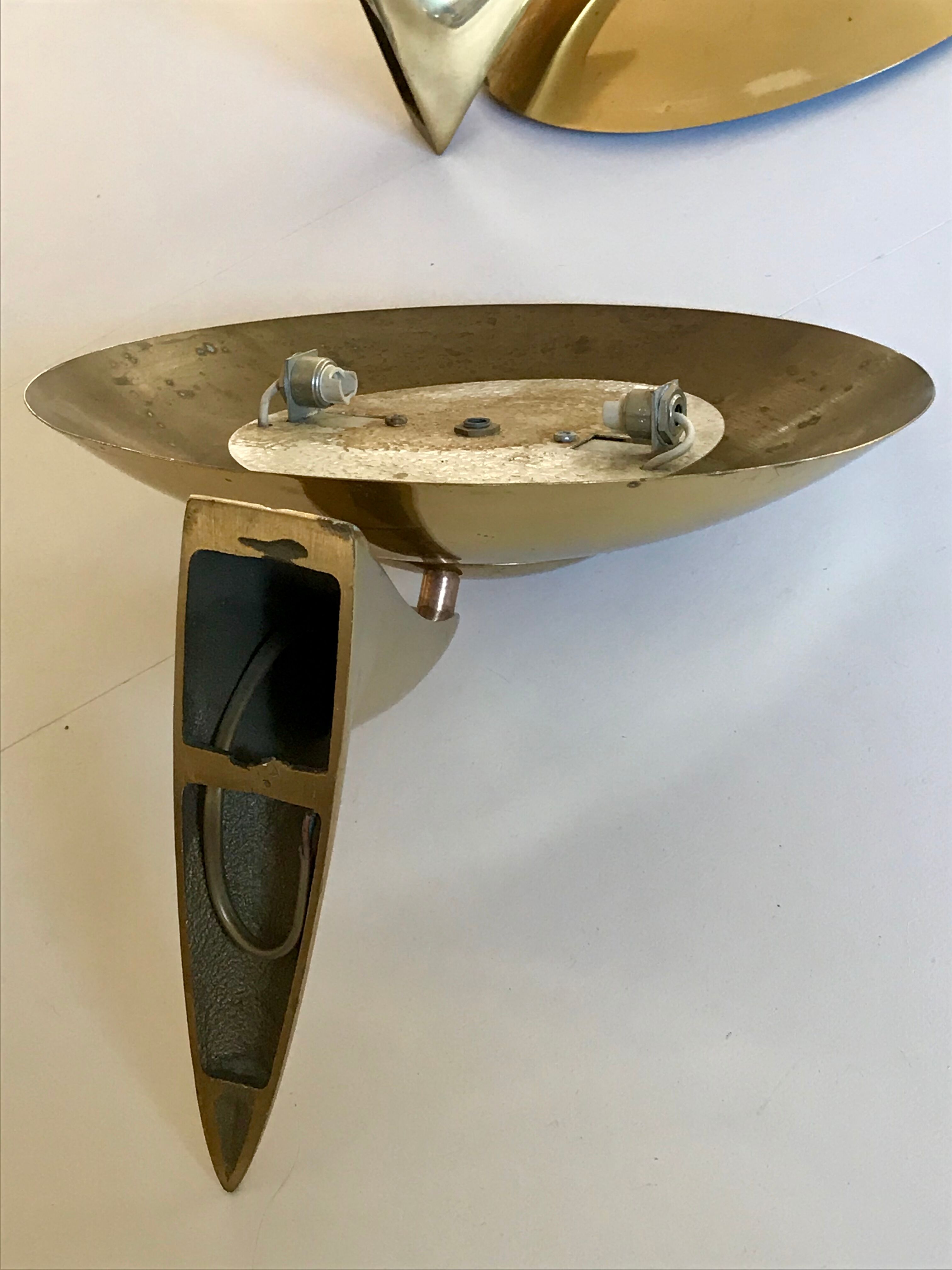 Pair of solid brass wallsconces