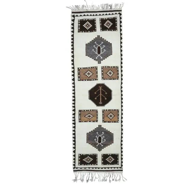 Vintage Turkish Oushak Handmade Wool Runner 100x365
