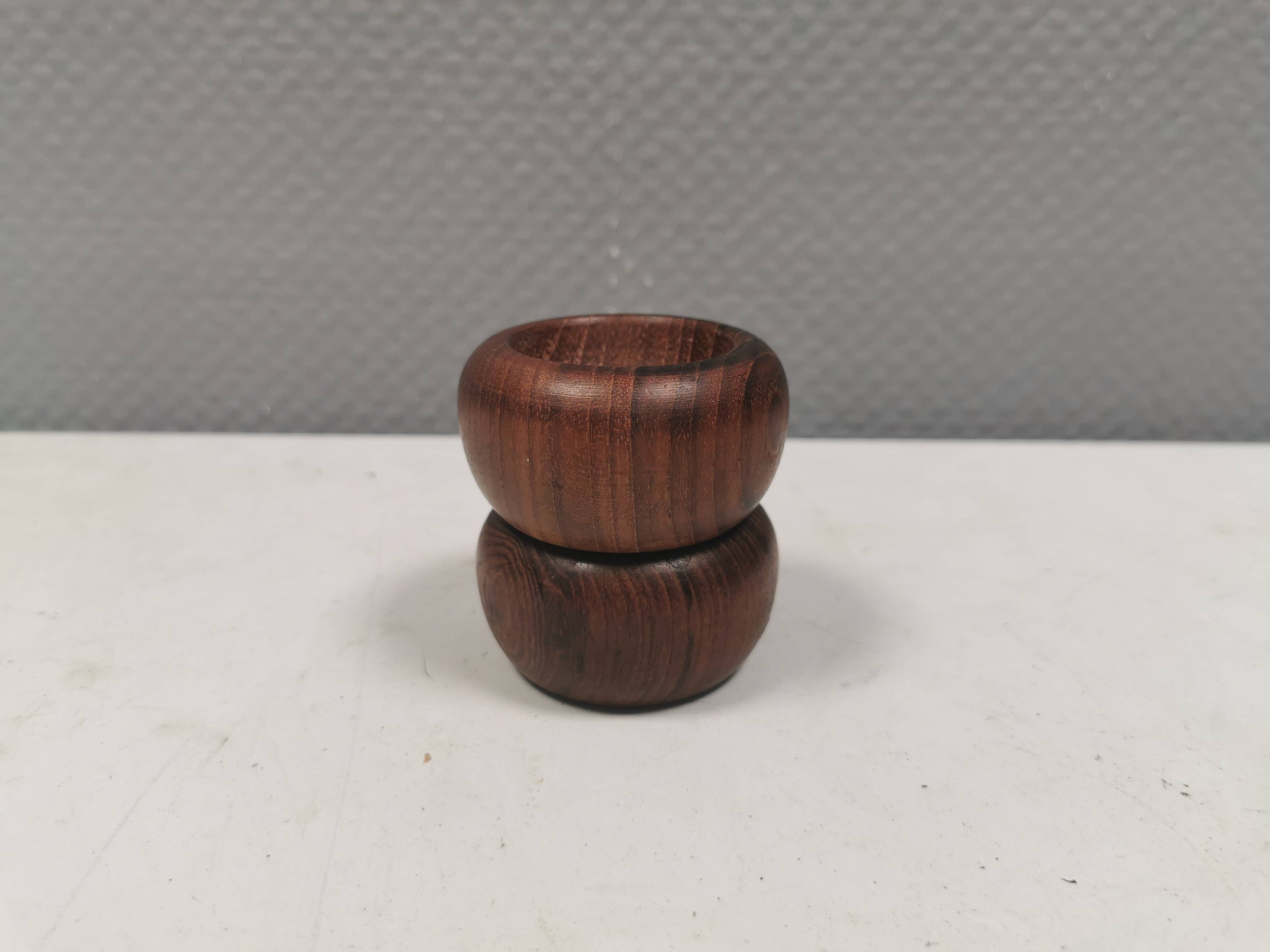 Two small saltcellars (or salt and pepper) in teak wood, Denmark 1970s.