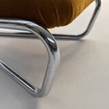 Little tubular lounge chair in rusty amber velvet