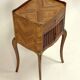 Antique Louis XV Style Bedside Table - Wood & Leather