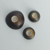 Small Mid-Century Scandinavian Modern Collectible Brown Stoneware Bowls by John Andersson, Set of 3