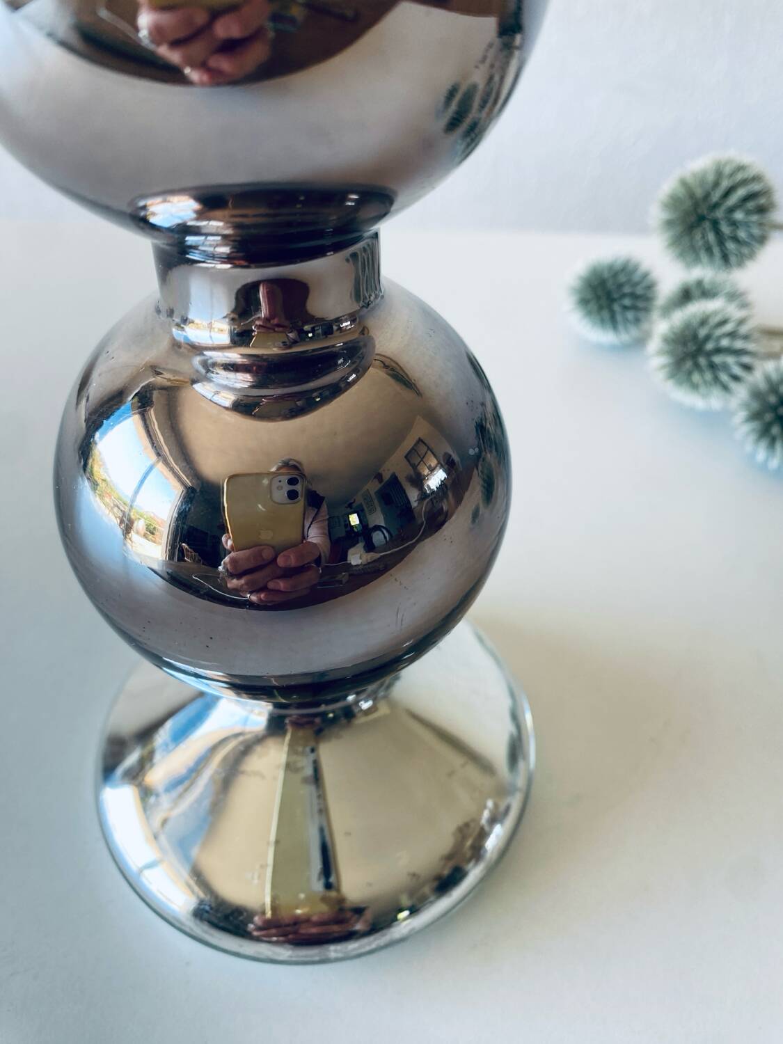 Eglomise glass candle holder